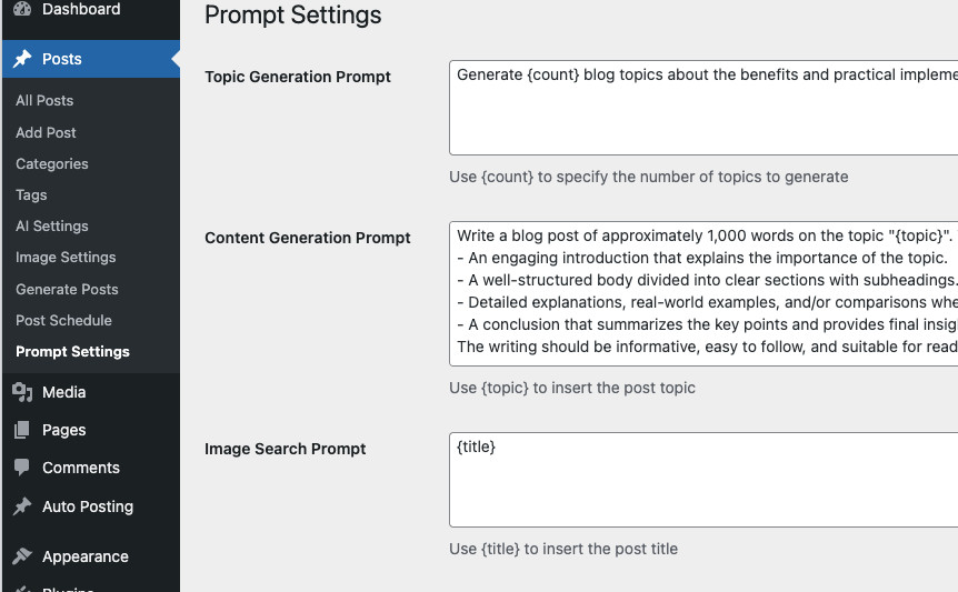 Wordpress Plugin AI Auto Writing Posts